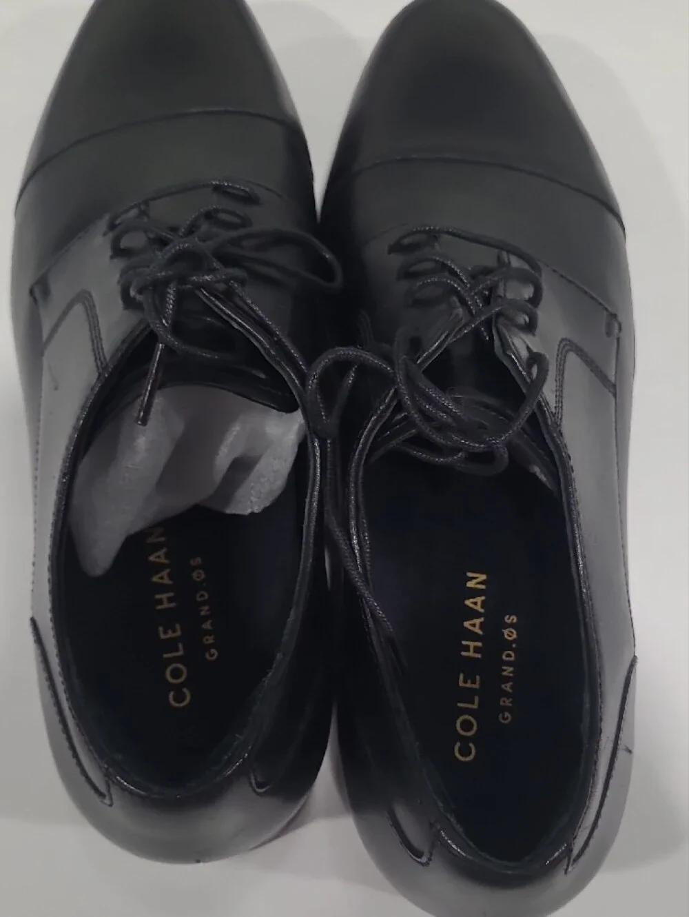 COLE HAAN Classic Black Men's GRAND OS Up Dress Shoes - Lace-Up Oxford 10.5M